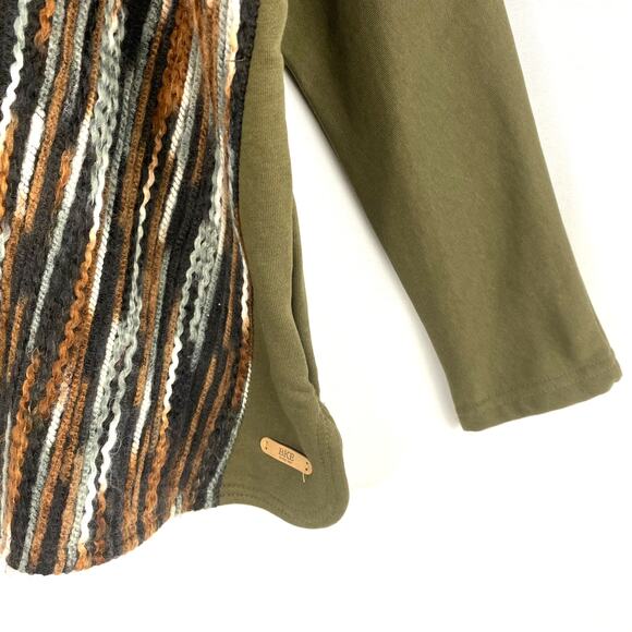 BKE Patchwork Sweater Women S Olive Green Cowl Neck Colorblock Dolman Sleeve - Picture 6 of 13